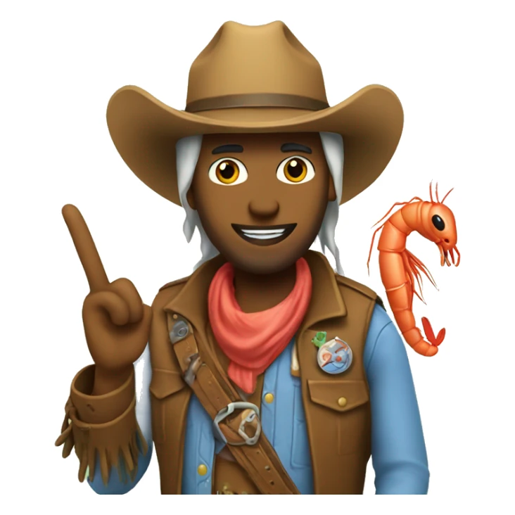 Cowboy shrimp with peace sign up  sticker