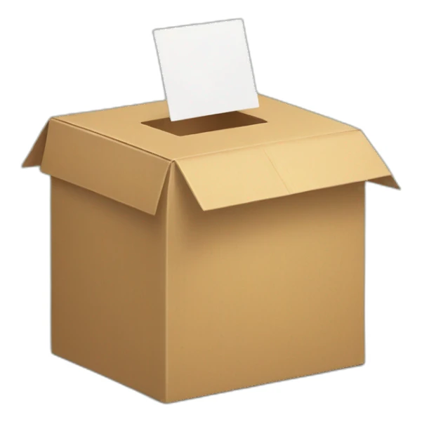 Empty cartoon box with a card sticking out of it sticker