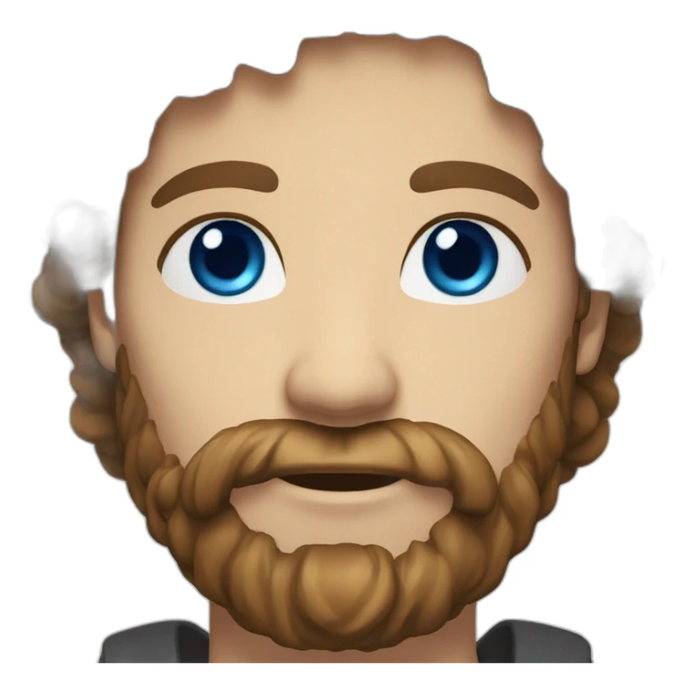 man long brown hair, beard with blue coloured eyes sticker
