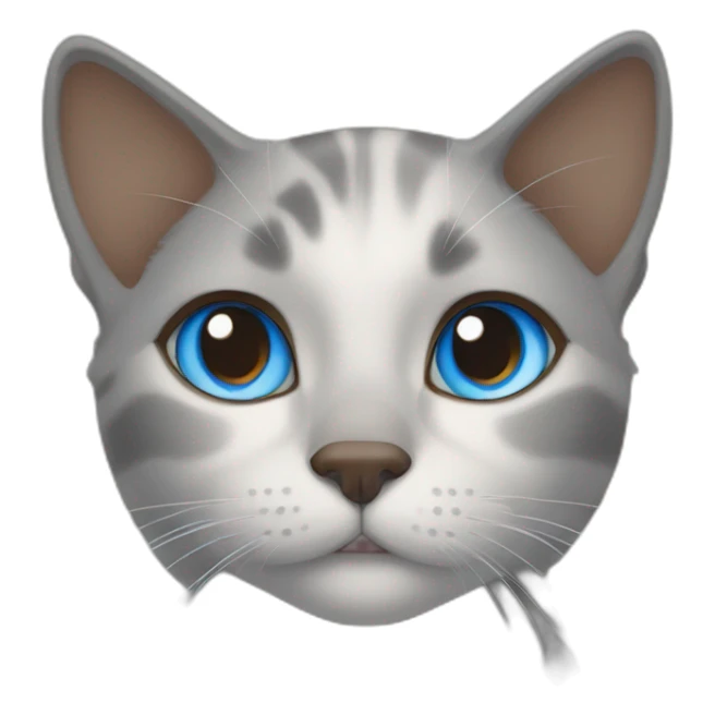 light gray, blue eyed cat cuddles brown highlighted colored girl sticker