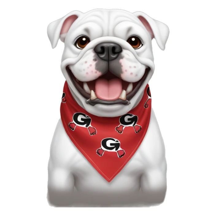 uga white bulldog emoji wearing red bandana smiling sticker