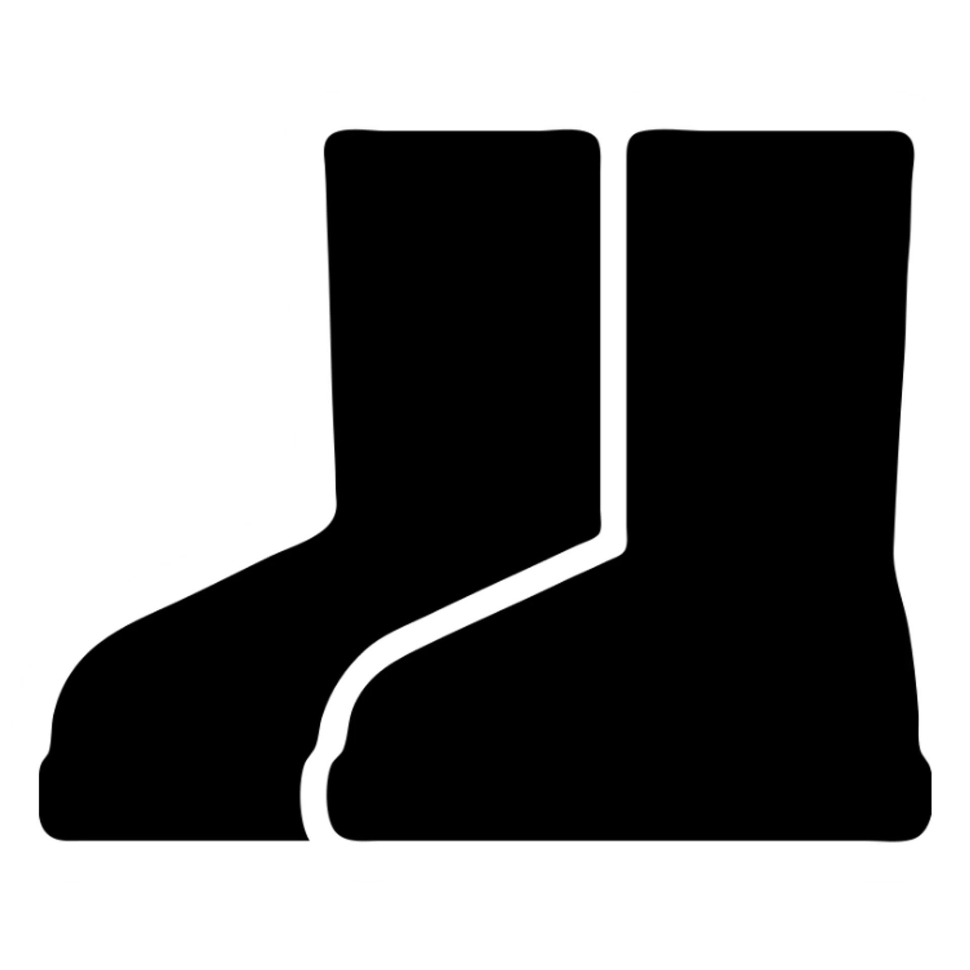 solid icon of a pair of Uggs, side by side, no color sticker