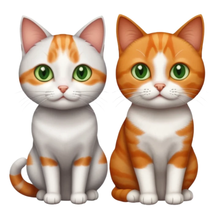 3 different coloured tiny short haired cats, including a dark grey and white cat with green eyes,and  a ginger and white with orange eyes and a brown tabby and white with hazel eyes sticker