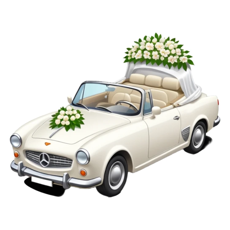 Luxury convertible car with wedding decorations, in profile sticker