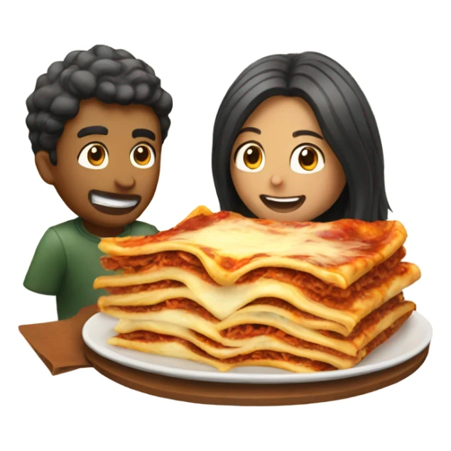 guy and girl eating lasagna together  sticker