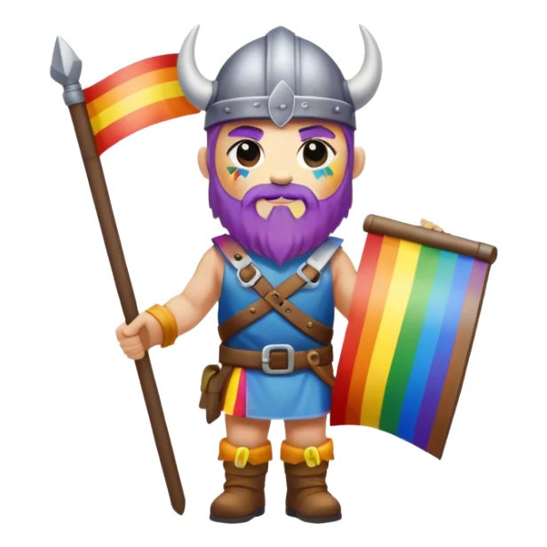 rainbow skin face and body road builder full body as a viking with rainbow flag sticker