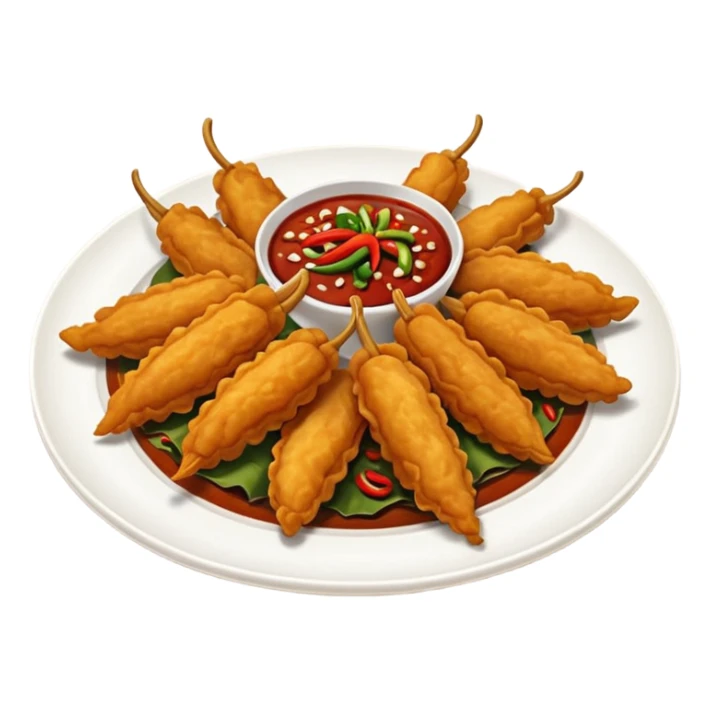 indonesian fried food with chili on a plate sticker