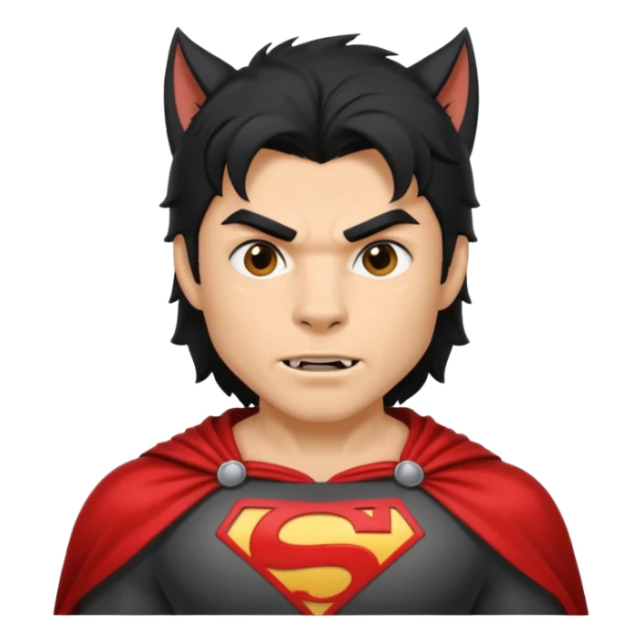 Werewolf with black hair in superhero costume  sticker