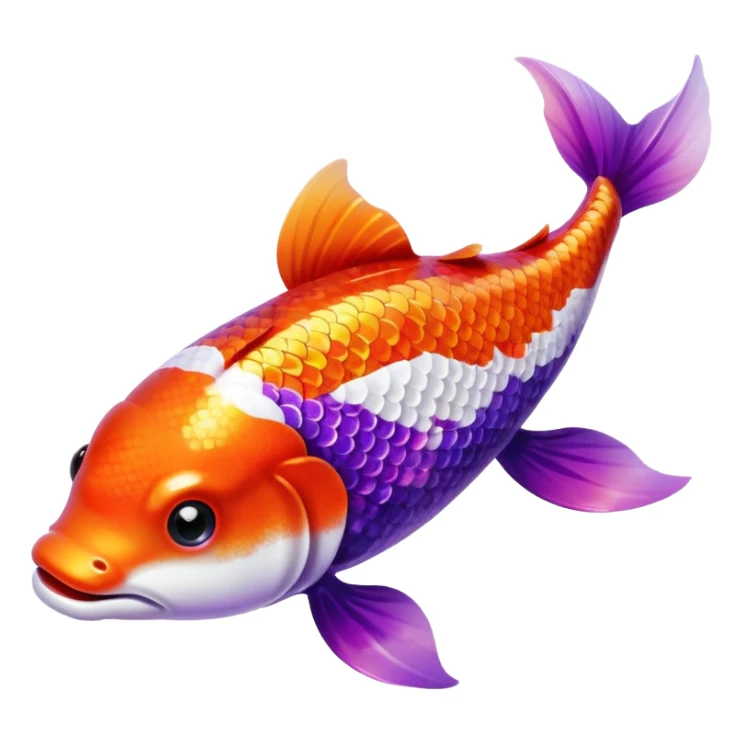 color gradient between red and purple glitter cute happy carp sticker