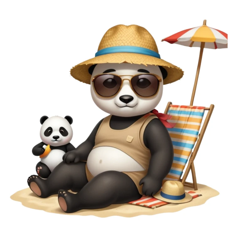 Person with Panda a panda seating at the beach sticker