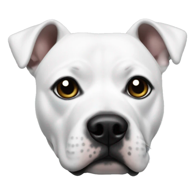white staffy with one black ear, and one white ear  sticker