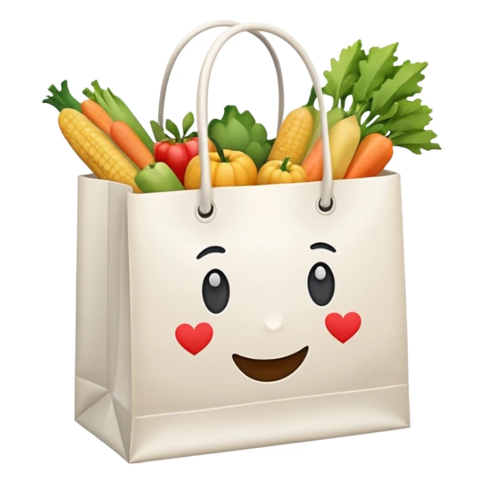 white shopping bag without face, and there are something full inside it sticker