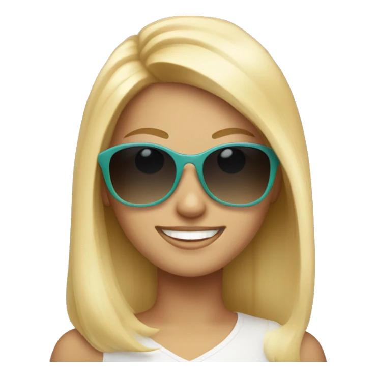 smiling blonde girl with sunglasses sticker