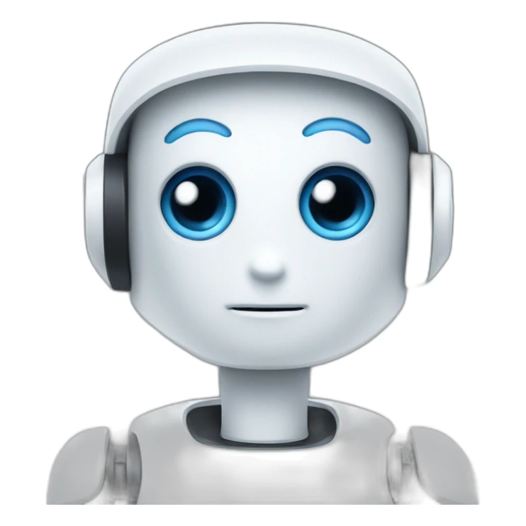 blue eyed white robot with black hair sticker