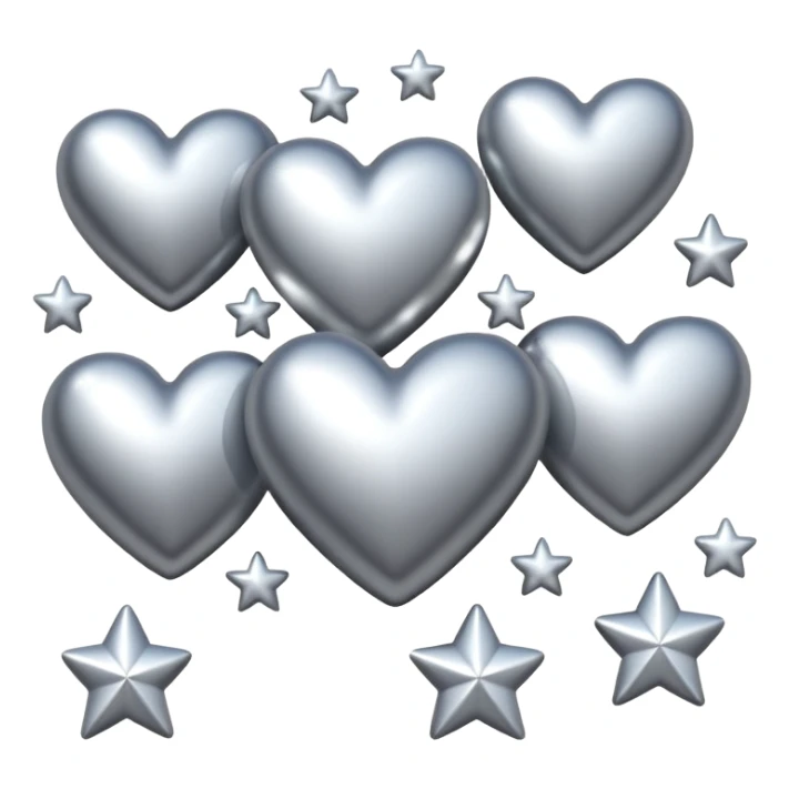 Silver hearts and stars sticker