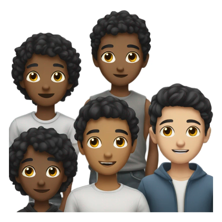 group of boys with black hair sticker