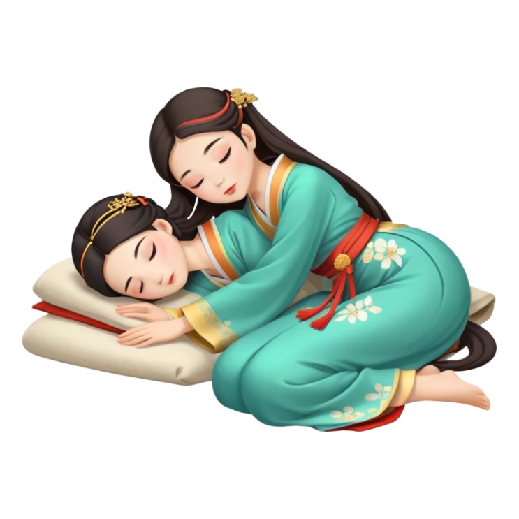 Beautiful girl in Hanfu lying on the ground sleeping sticker