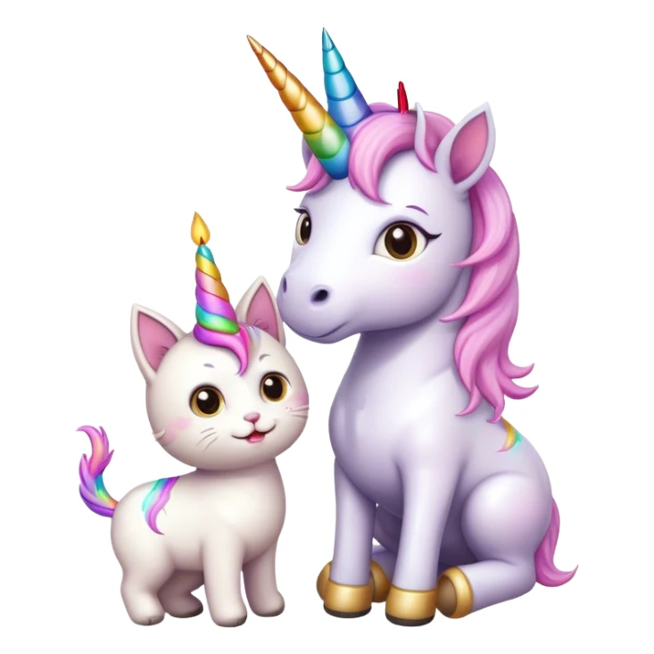 Unicorn celebrating birthday with a cute cat friend  sticker
