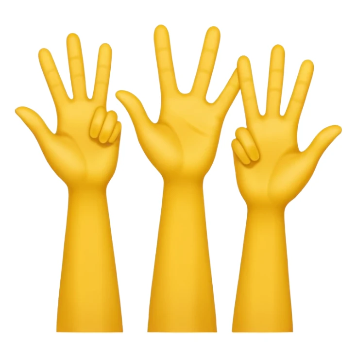 3 yellow hands in the middle about to say hurrah sticker