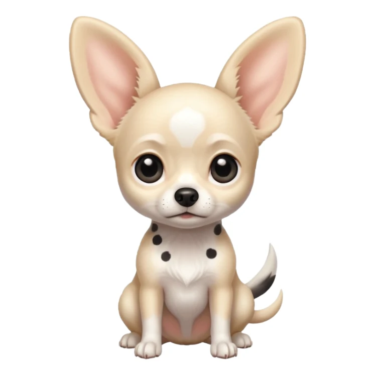 white Chihuahua with black dots. Big ears and big eyes. Full body sticker
