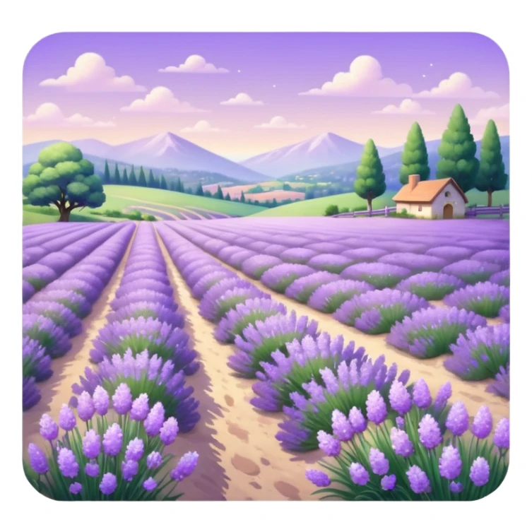 Shiny beautiful glossy purply pastel whitish light sparkly glittery sunny bright lavender lilac flower fields aesthetic scenery grass field cottagecore pastelcore lavendercore realistic real life landscape  sticker
