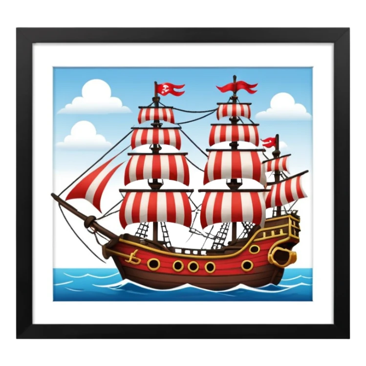red and white lines pirate ships sticker