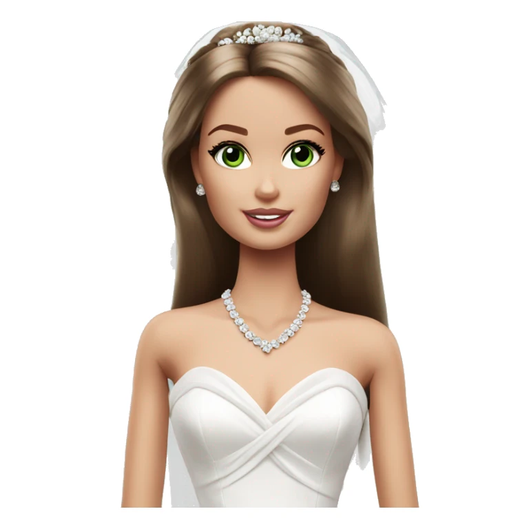 Barbie bride brown hair green eyes sticker