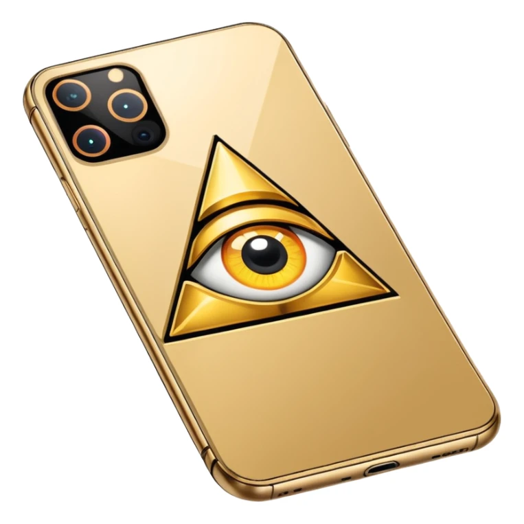 Gold iPhone 16 Pro Max, replace apple logo with all-seeing-eye logo backview sticker