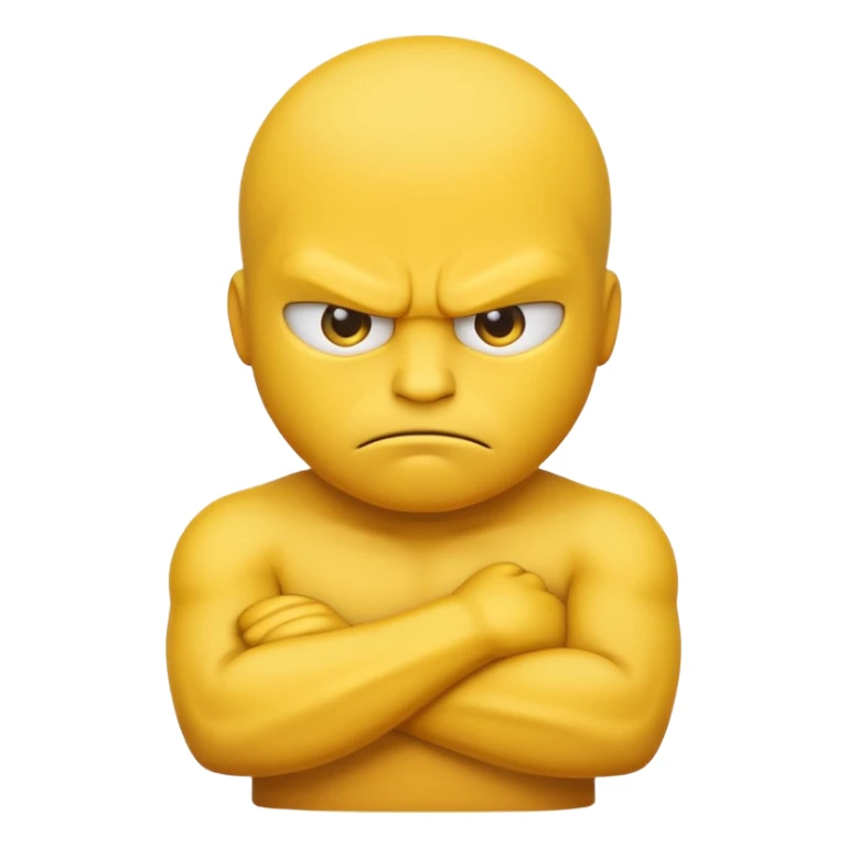 the yellow angry face emoji with arms crossed over each other in front sticker
