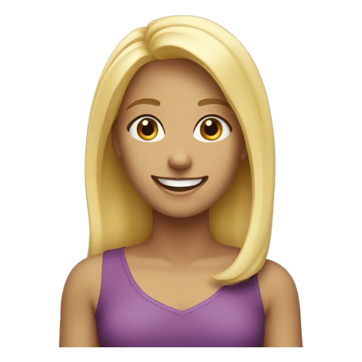 blonde girl with a smile sticker