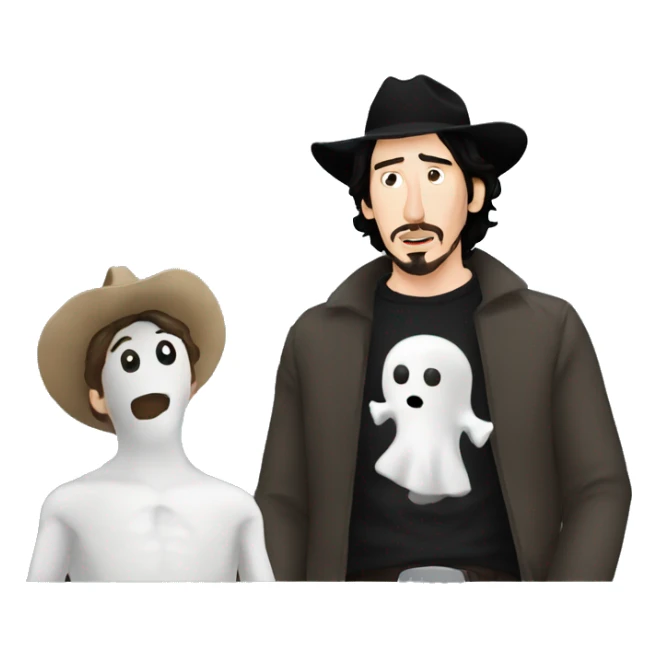 Adam driver watching a movie with Halloween ghost cowboy  sticker