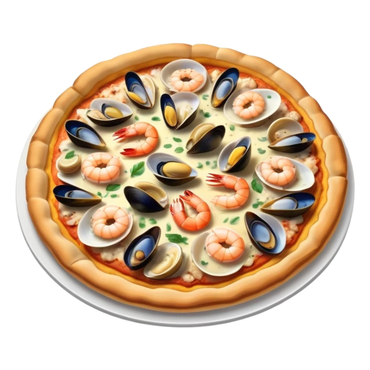 seafood pizza with shrimp, mussels, and clams sticker