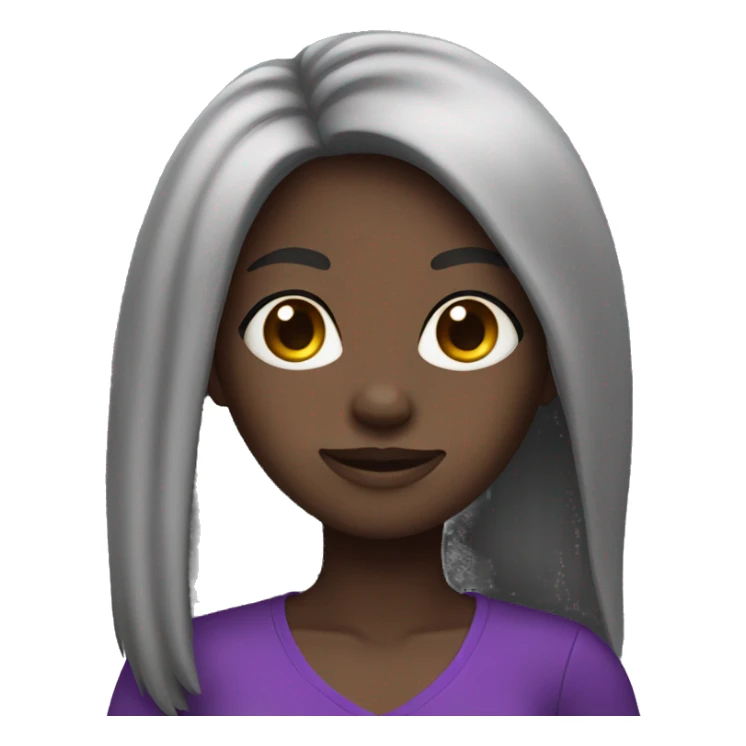 black girl with open long hairs and  purple outfit sticker