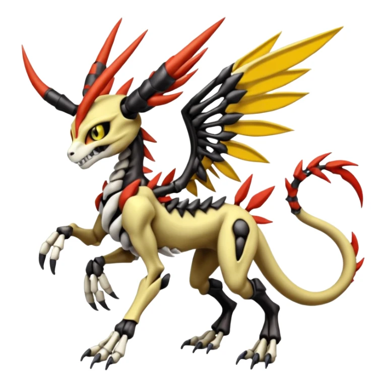 Anthro Digitigrade Cool Badass Skeletal Meloetta-Wargreymon-Renamon-Guilmon-Pokémon-Digimon-Fakémon-fusion-hybrid-creature sticker