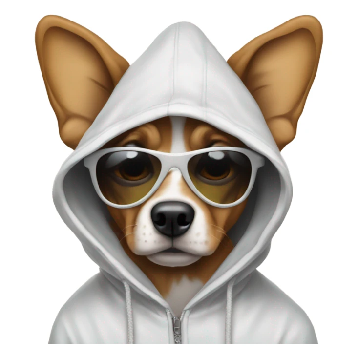 Dog wearing hoodie and sunglasses sticker