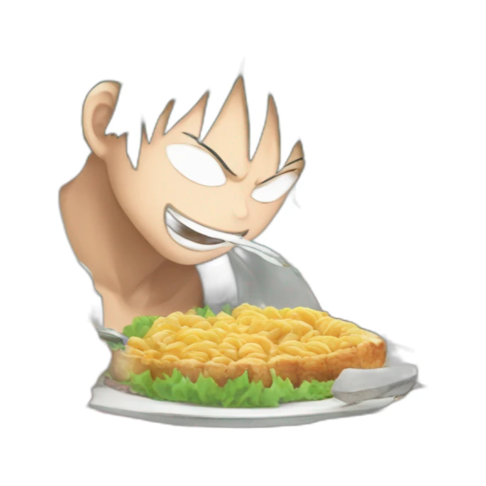 Cat eating luffy and izuku midoriya sticker