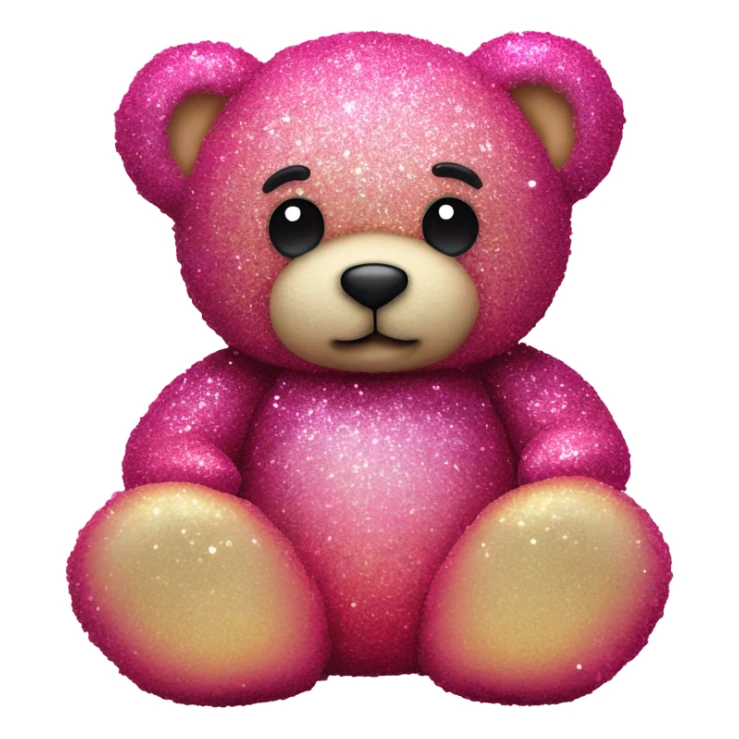 Pink ombre teddy bear made of roses with glitter sticker