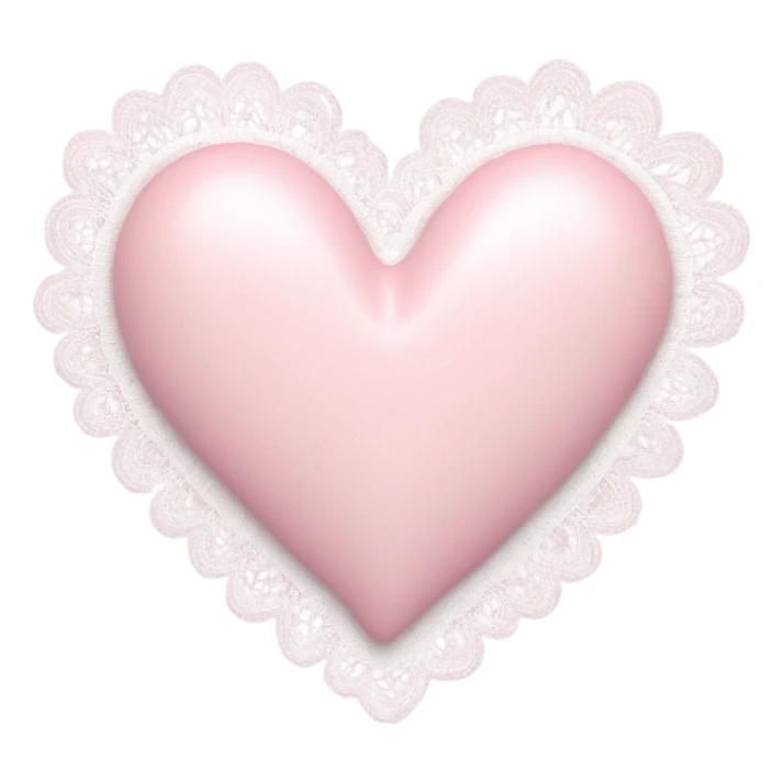 pastel pink heart with a lace white border sticker