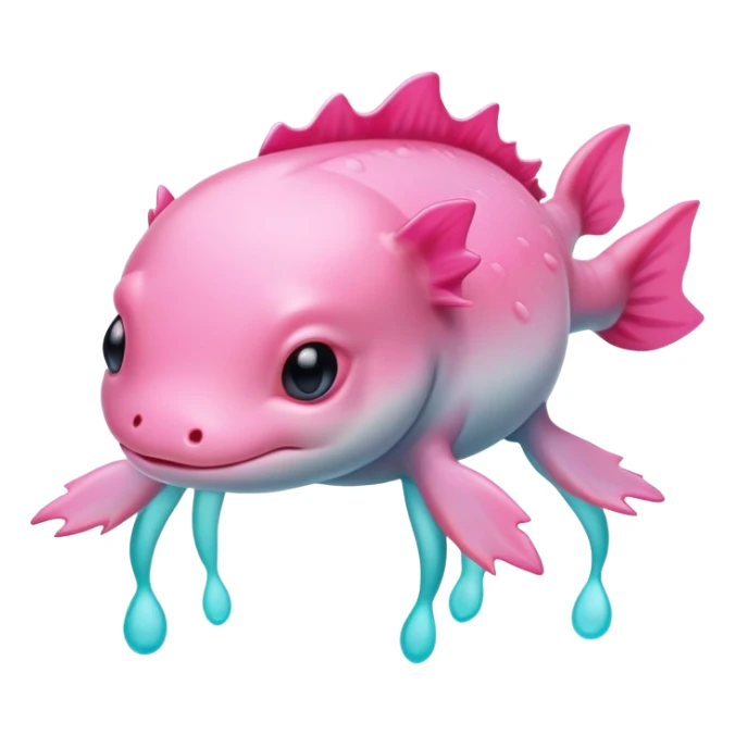 Cute Axolotle pink and aqua sticker