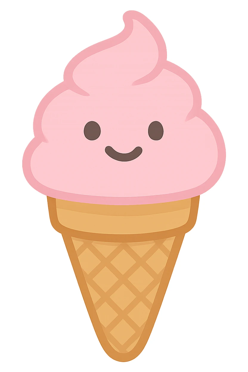 pink ice cream cone emoji, cute and sweet sticker