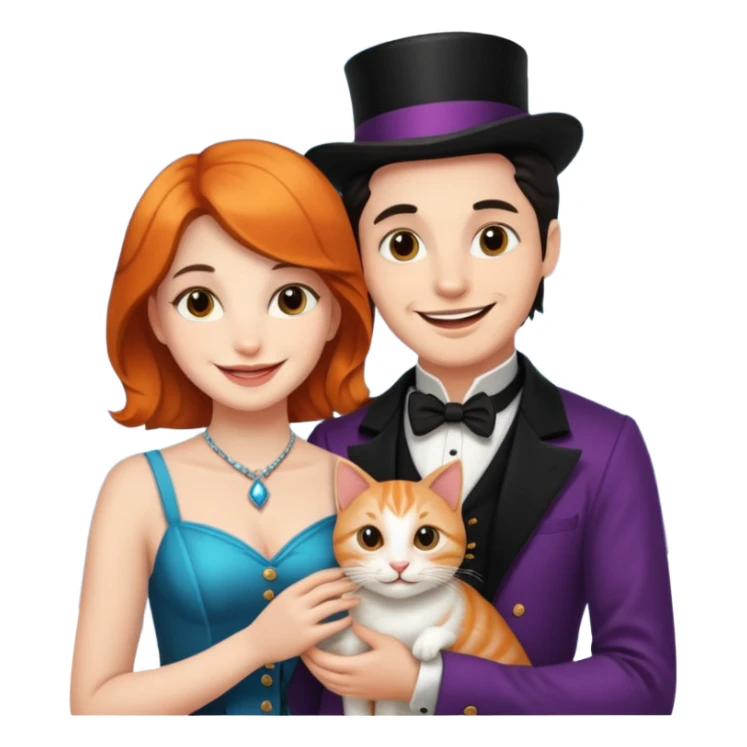 I'llmagician couple and their pet cat sticker