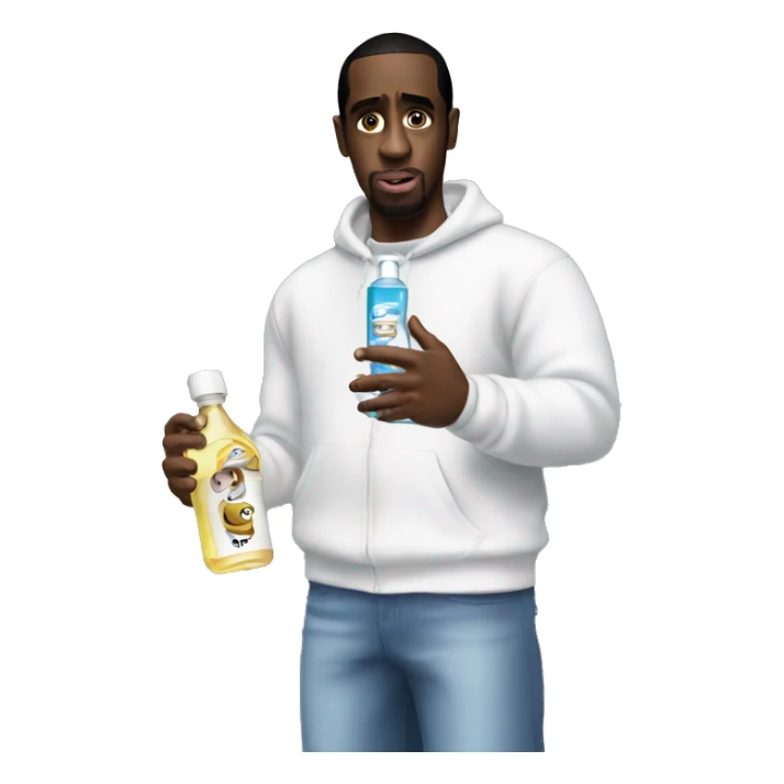 P. Diddy holding two bottles of baby oil sticker