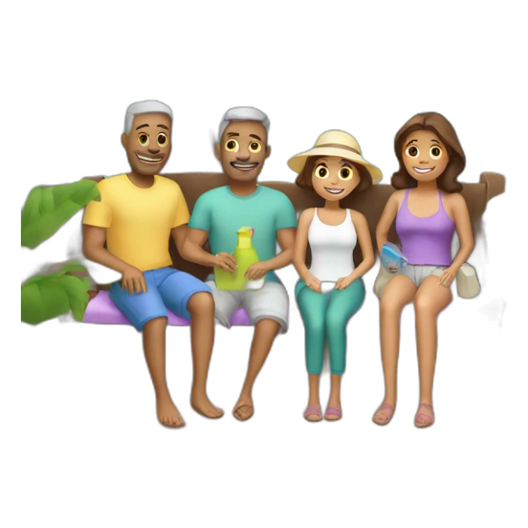a white family vacation purple icon sticker