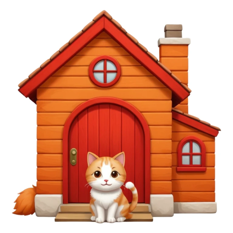 happy cat in front of their new house sticker