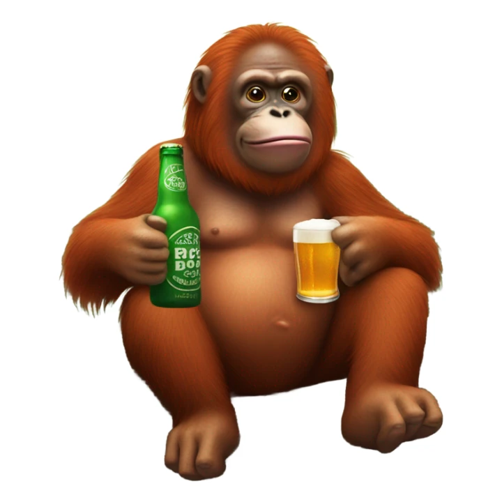 orangutan riding pig with beer  sticker