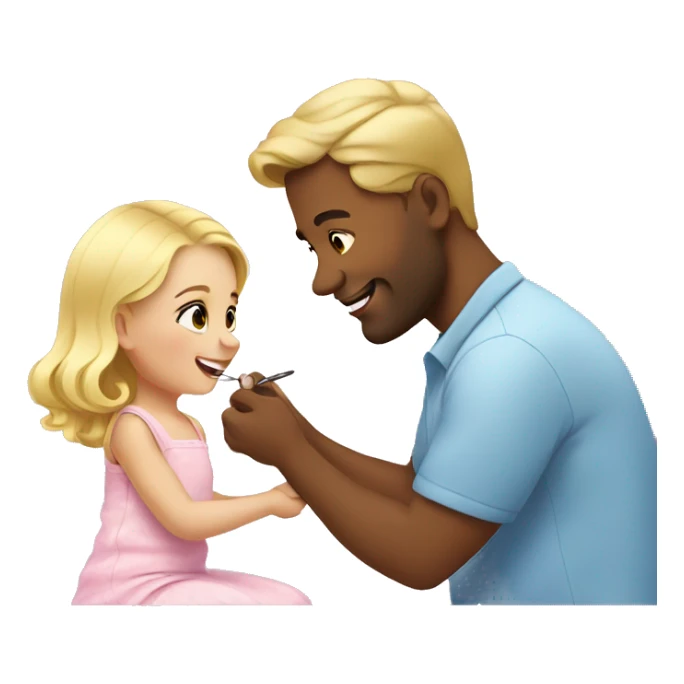 blonde babydaughter gives blonde dad a manicure sticker