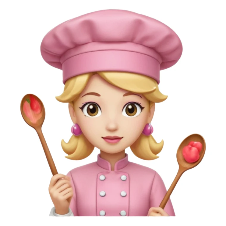 Pink chef hat princess peach with a hand and spoon sticker