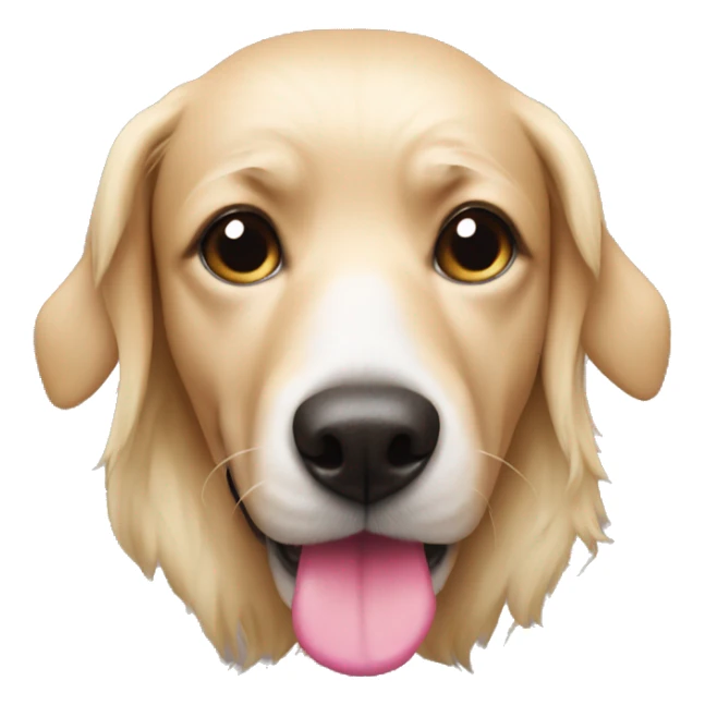 blonde dog with pink nose sticker
