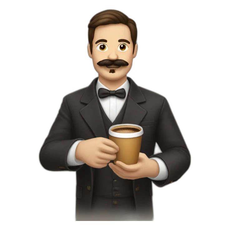 Señor con bigote y café en la mano sticker