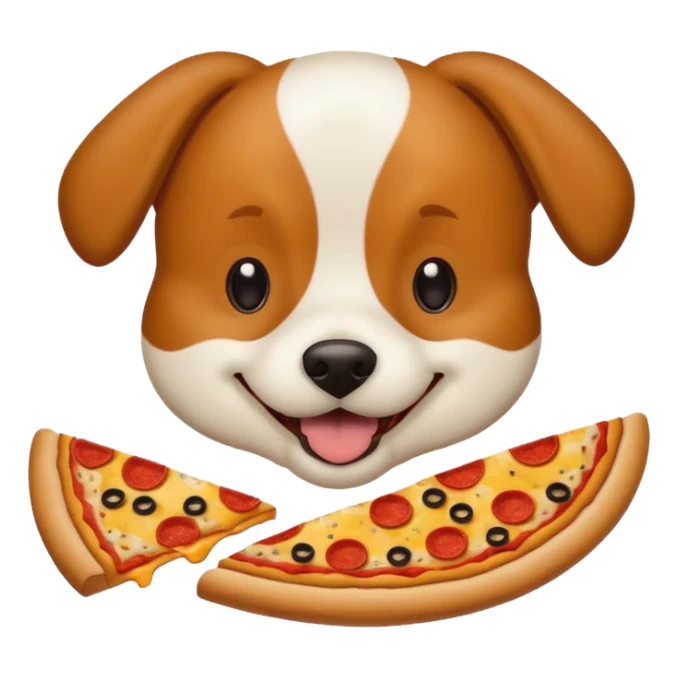 The dog is eating a pizza at the moment. sticker